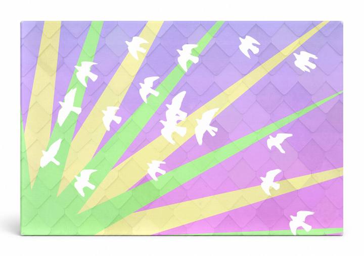 Birds in Flight with Radiant Rays