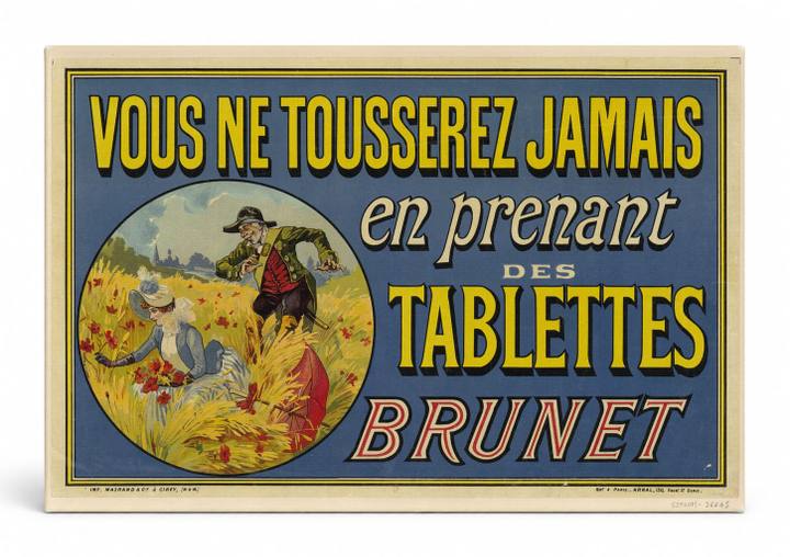 Tablettes Brunet Cough Remedy 1900s - Belle Époque Vintage Poster Wall Art