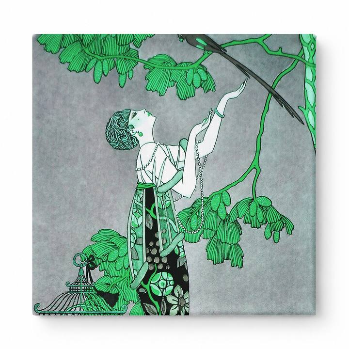 Woman with Parrot and Birdcage