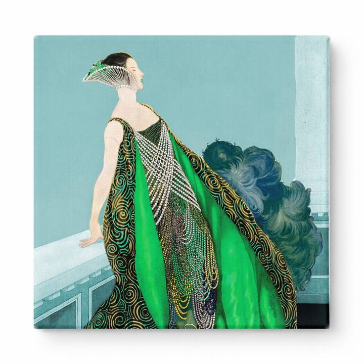 Elegant Woman in Green Gown