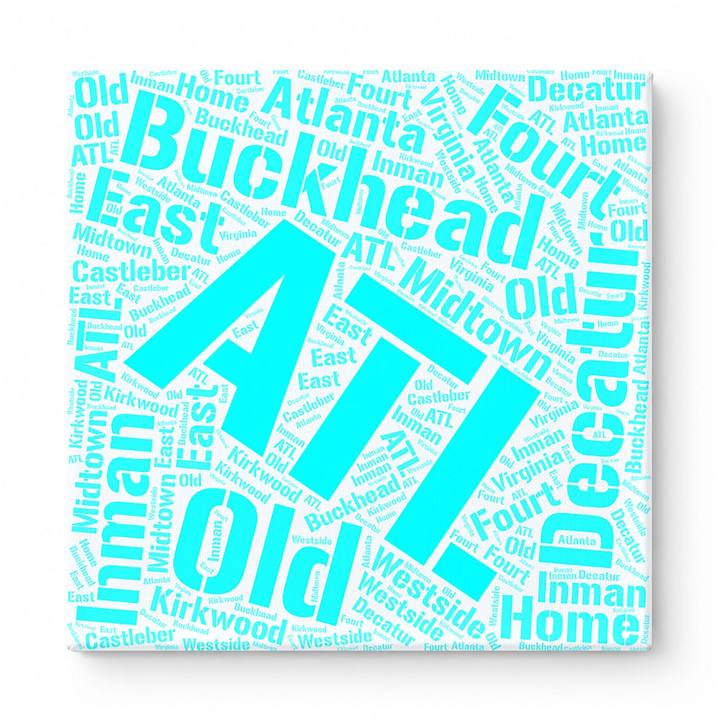 Atlanta Neighborhoods Word Art — Cyan