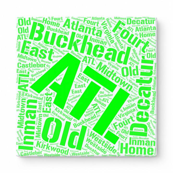 Atlanta Neighborhoods Word Art — Green