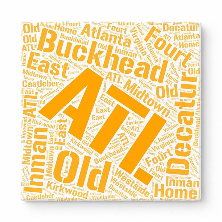 Atlanta Neighborhoods Word Art — Orange
