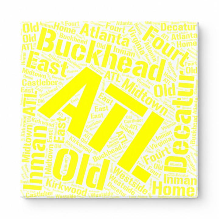 Atlanta Neighborhoods Word Art — Yellow