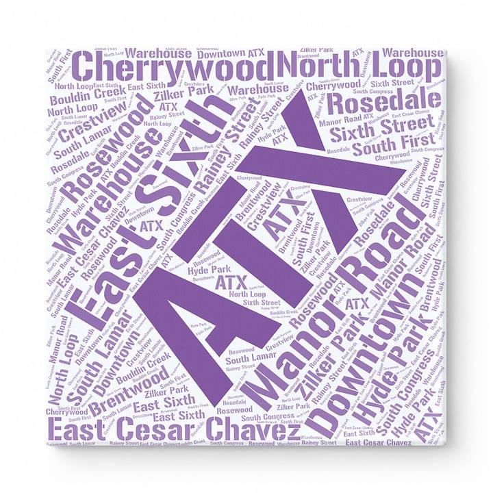 Austin Neighborhoods Word Art — Purple