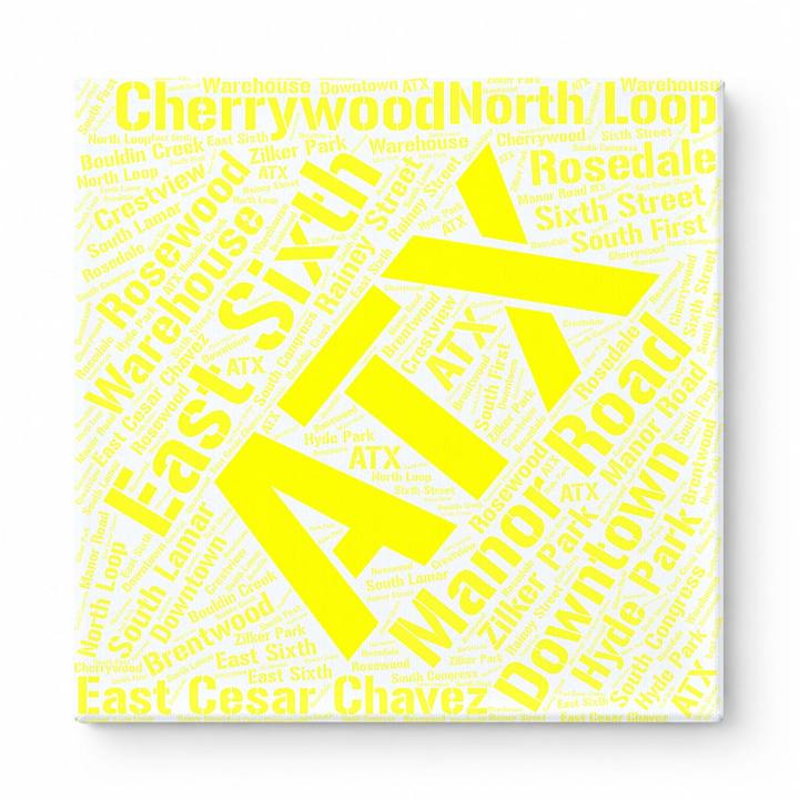 Austin Neighborhoods Word Art — Yellow