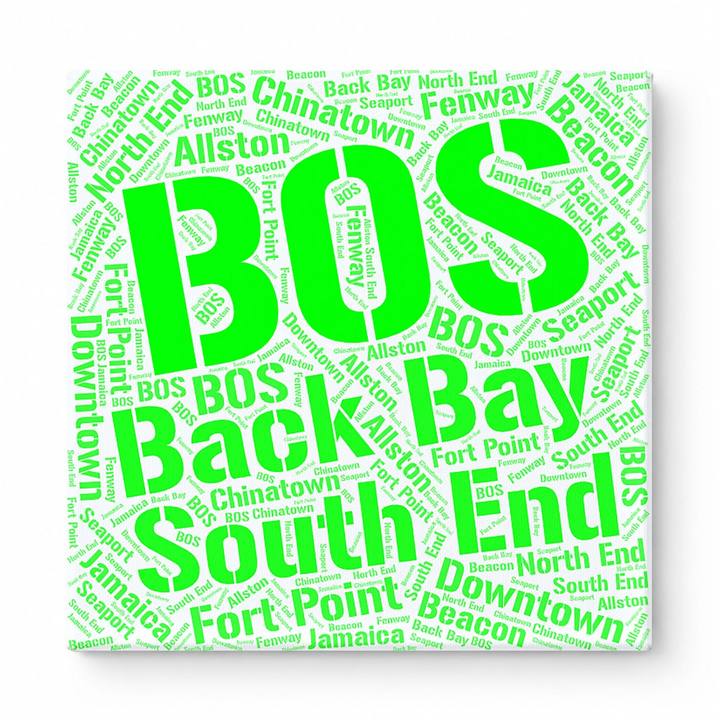 Boston Neighborhoods Word Art — Green