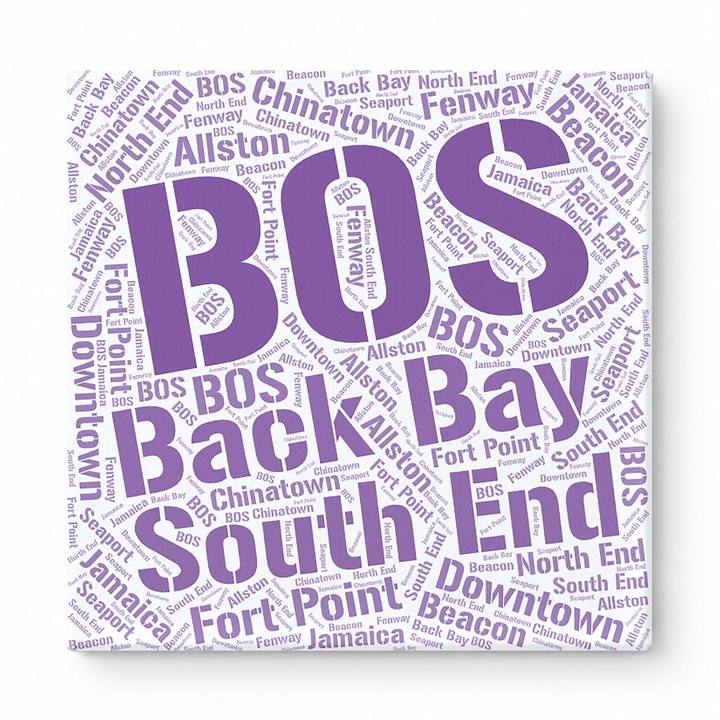 Boston Neighborhoods Word Art — Purple