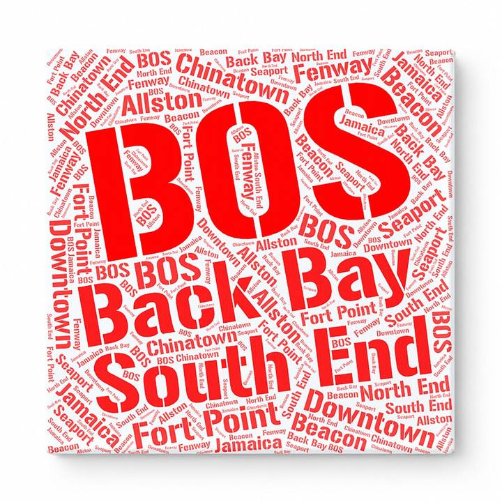 Boston Neighborhoods Word Art — Red
