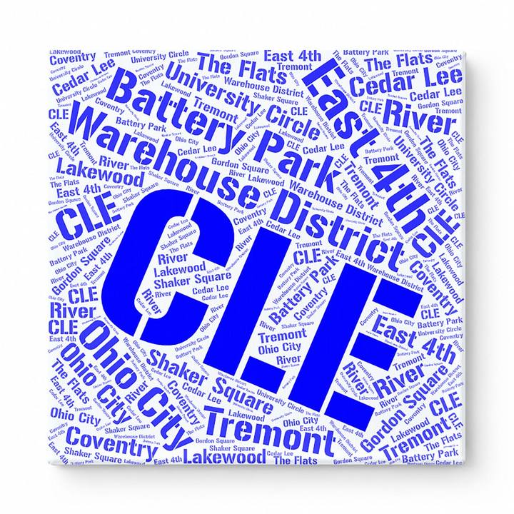 Cleveland Neighborhoods Word Art — Blue