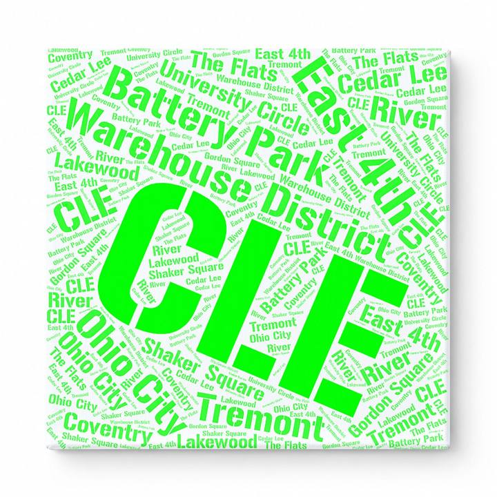 Cleveland Neighborhoods Word Art — Green