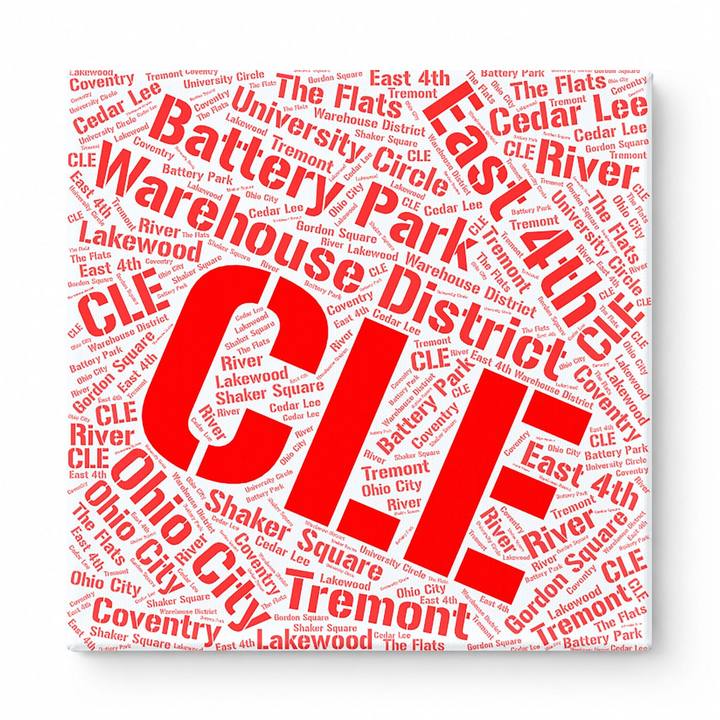 Cleveland Neighborhoods Word Art — Red