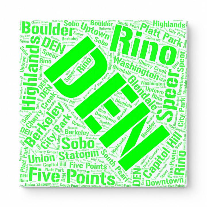 Denver Neighborhoods Word Art — Green