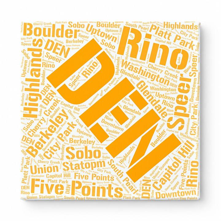 Denver Neighborhoods Word Art — Orange