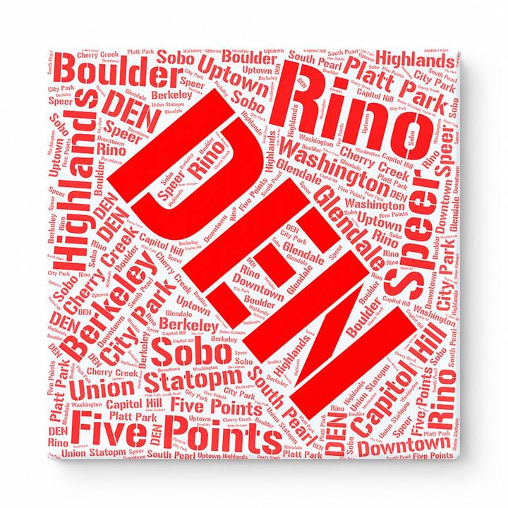 Denver Neighborhoods Word Art — Red