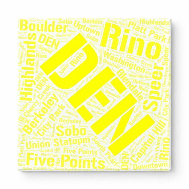 Denver Neighborhoods Word Art — Yellow