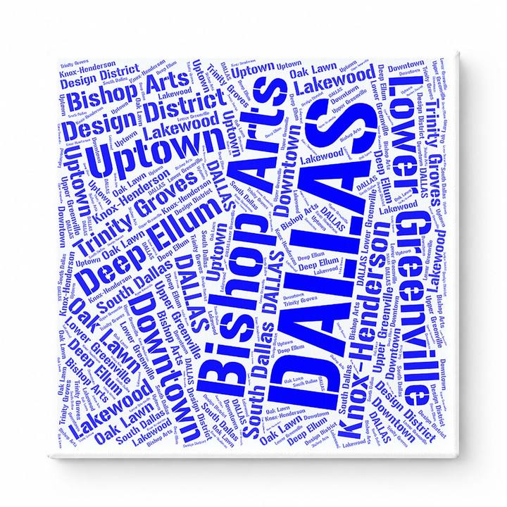 Dallas Neighborhoods Word Art — Blue