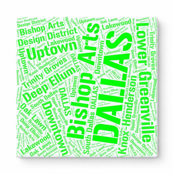 Dallas Neighborhoods Word Art — Green