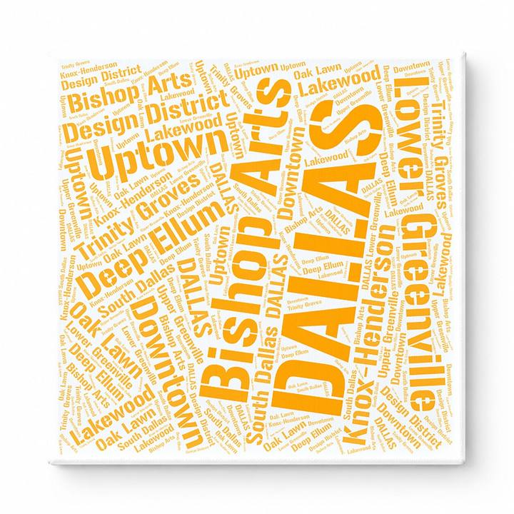 Dallas Neighborhoods Word Art — Orange