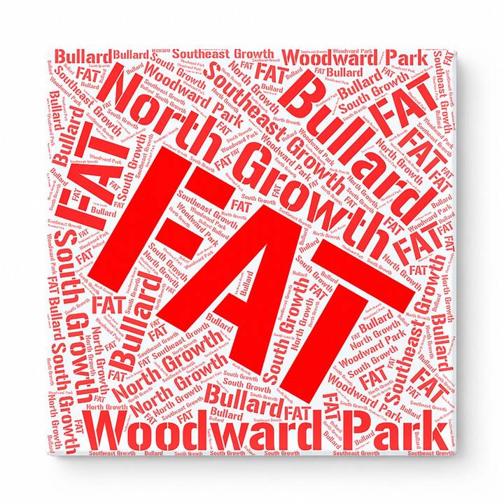 Fresno Neighborhoods Word Art — Red