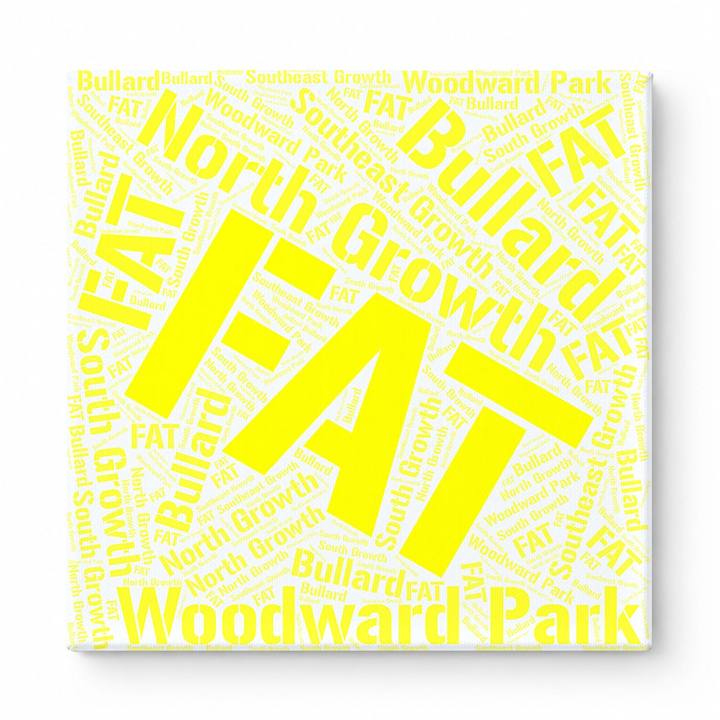 Fresno Neighborhoods Word Art — Yellow