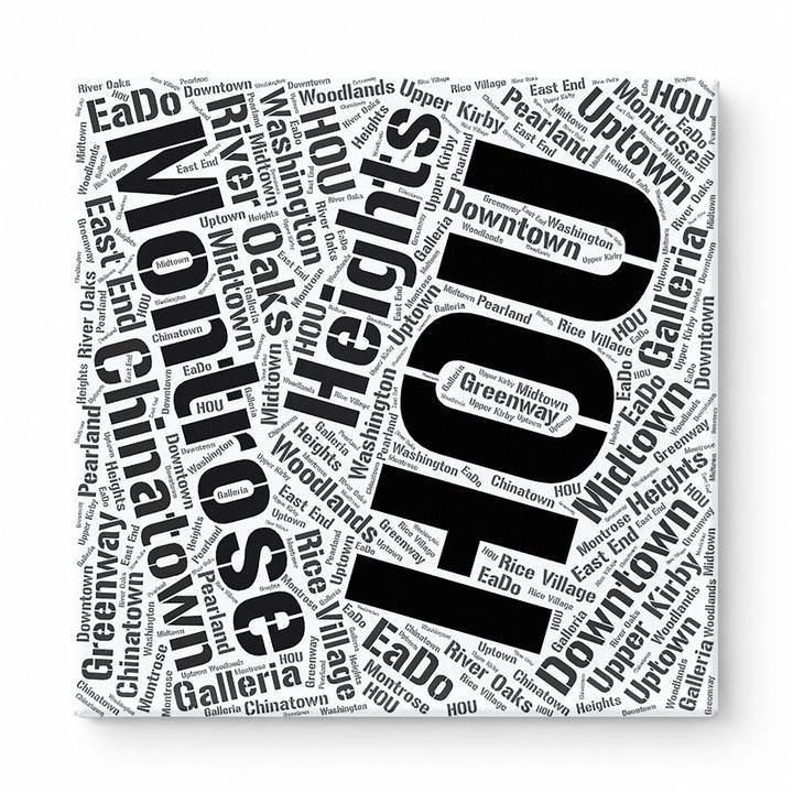 Houston Neighborhoods Word Art — Black