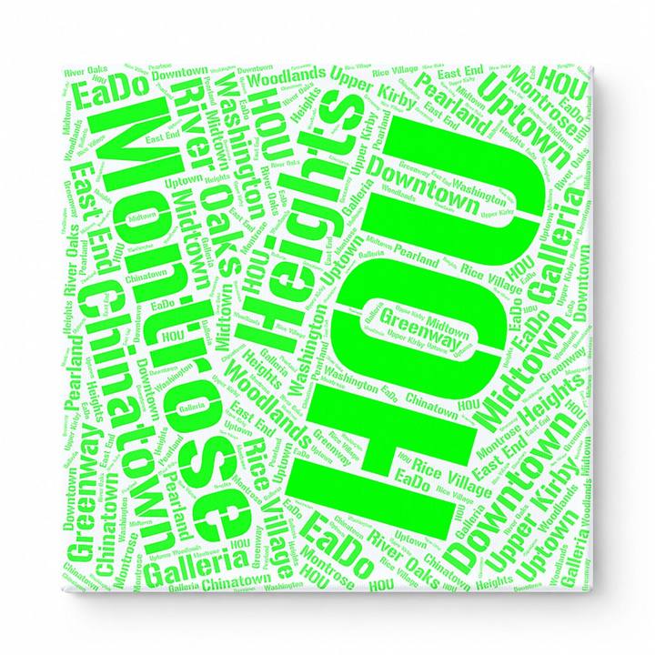 Houston Neighborhoods Word Art — Green