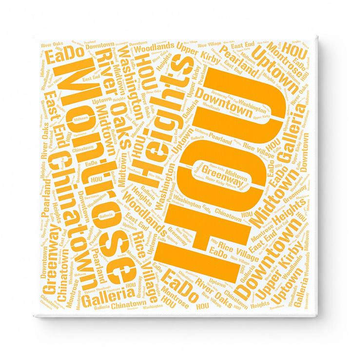 Houston Neighborhoods Word Art — Orange