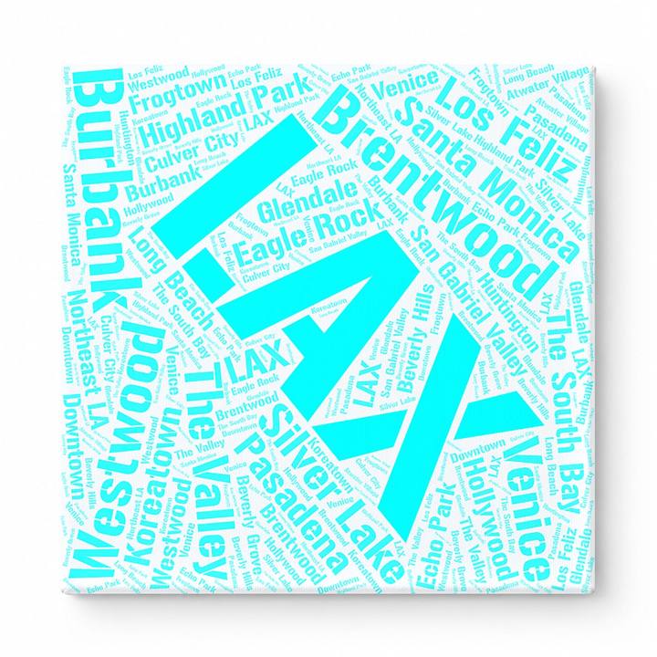 Los Angeles Neighborhoods Word Art — Cyan