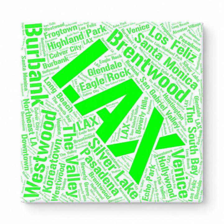 Los Angeles Neighborhoods Word Art — Green