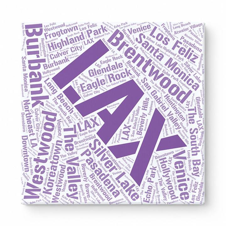 Los Angeles Neighborhoods Word Art — Purple