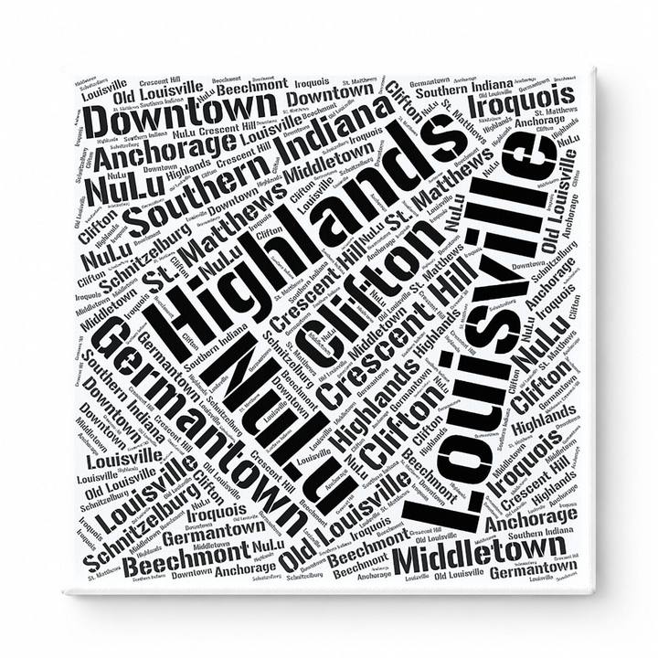 Louisville Neighborhoods Word Art — Black