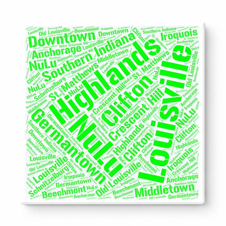 Louisville Neighborhoods Word Art — Green