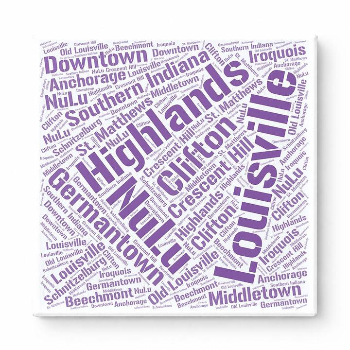 Louisville Neighborhoods Word Art — Purple