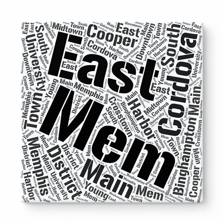 Memphis Neighborhoods Word Art — Black