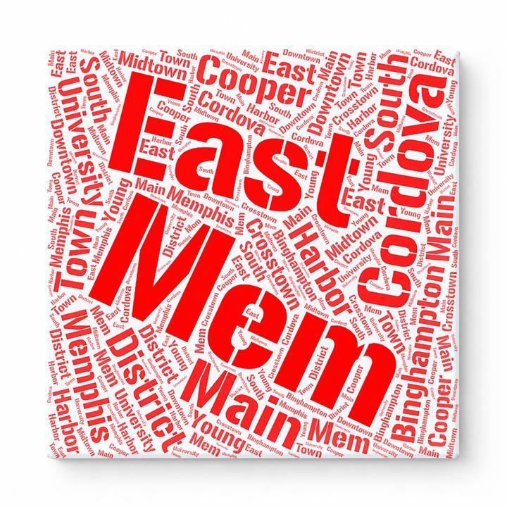 Memphis Neighborhoods Word Art — Red