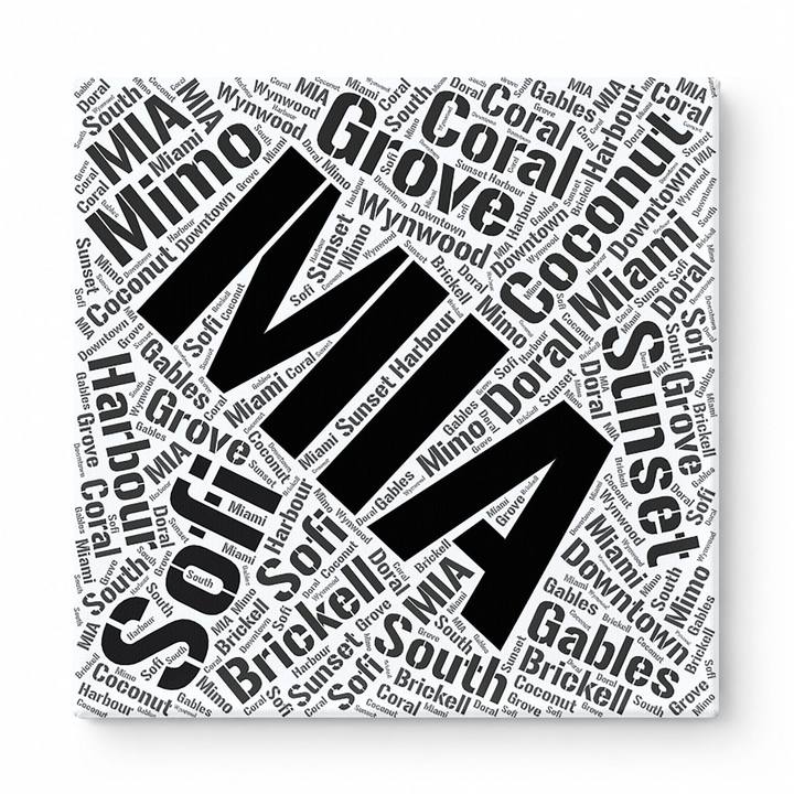 Miami Neighborhoods Word Art — Black