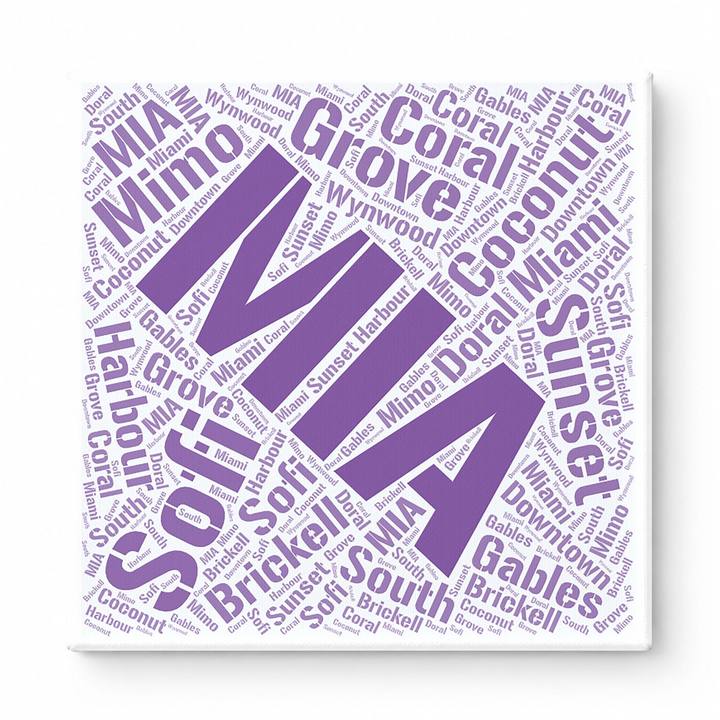 Miami Neighborhoods Word Art — Purple