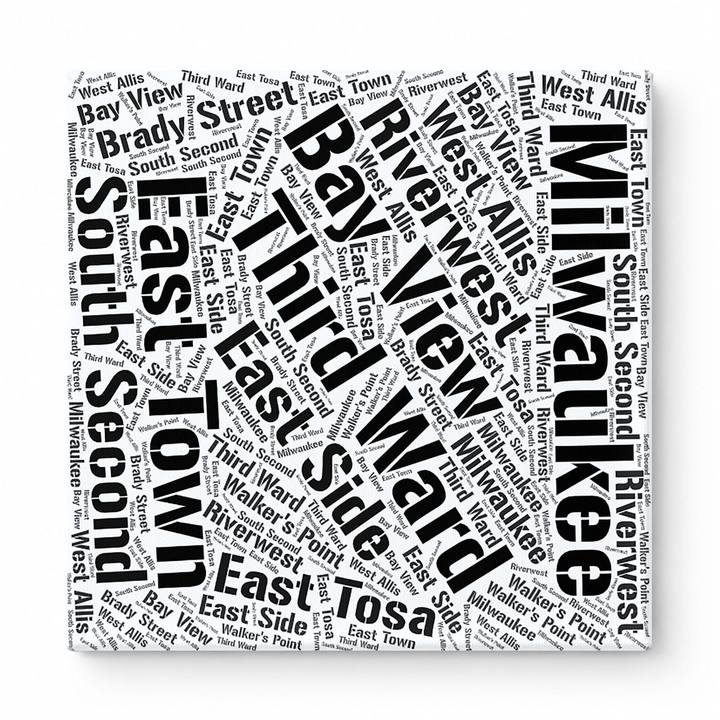 Milwaukee Neighborhoods Word Art — Black