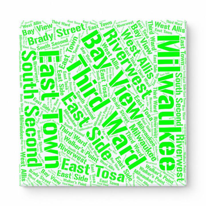 Milwaukee Neighborhoods Word Art — Green