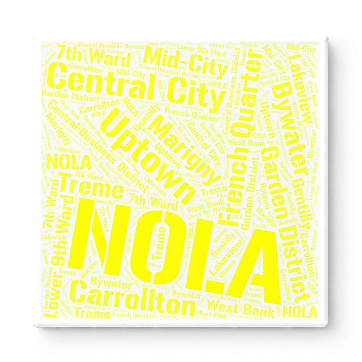 New Orleans Neighborhoods Word Art — Yellow