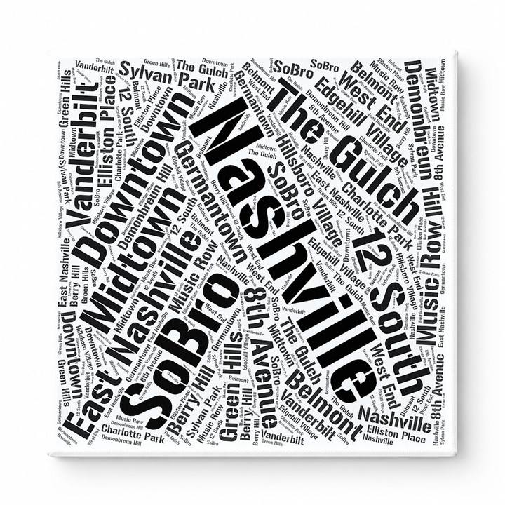 Nashville Neighborhoods Word Art — Black