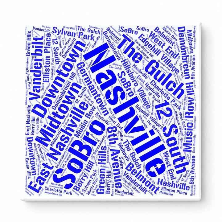 Nashville Neighborhoods Word Art — Blue