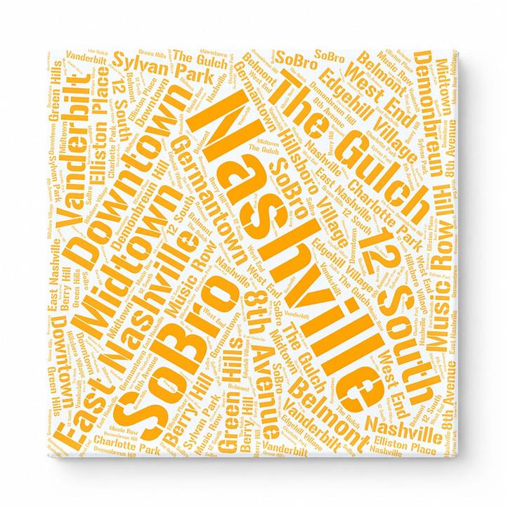 Nashville Neighborhoods Word Art — Orange