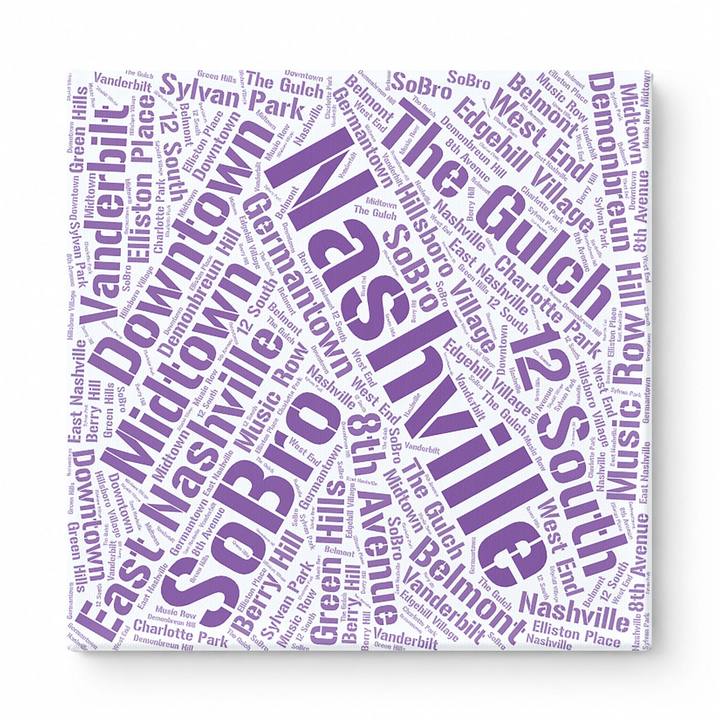 Nashville Neighborhoods Word Art — Purple