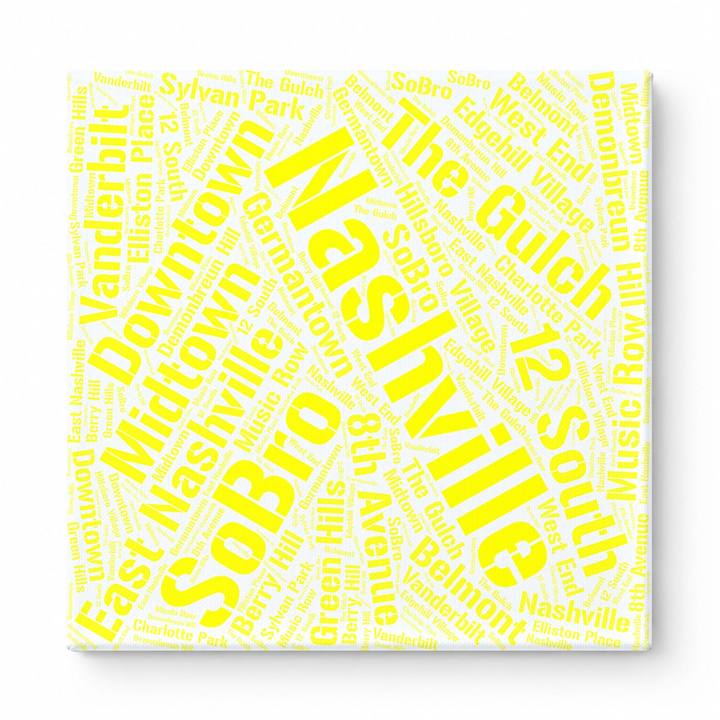 Nashville Neighborhoods Word Art — Yellow