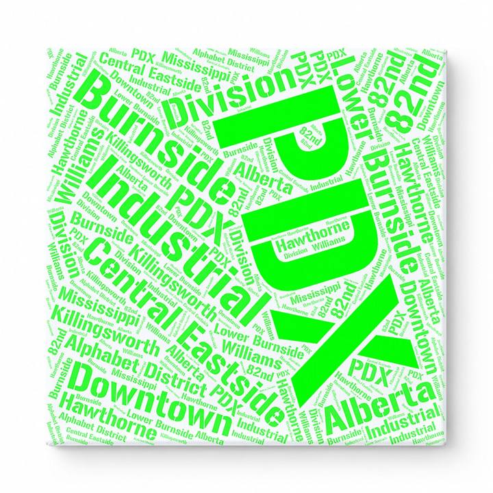 Portland Neighborhoods Word Art — Green