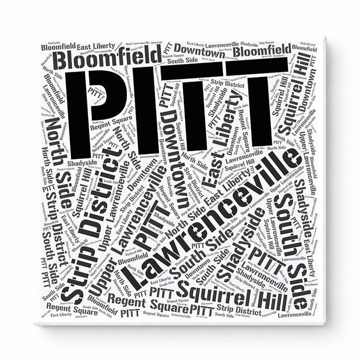 Pittsburgh Neighborhoods Word Art — Black