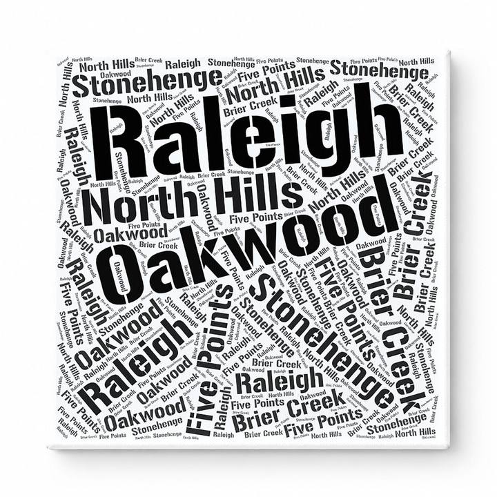 Raleigh Neighborhoods Word Art — Black