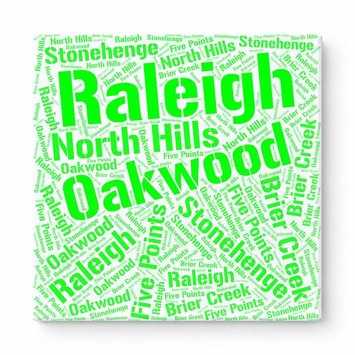 Raleigh Neighborhoods Word Art — Green